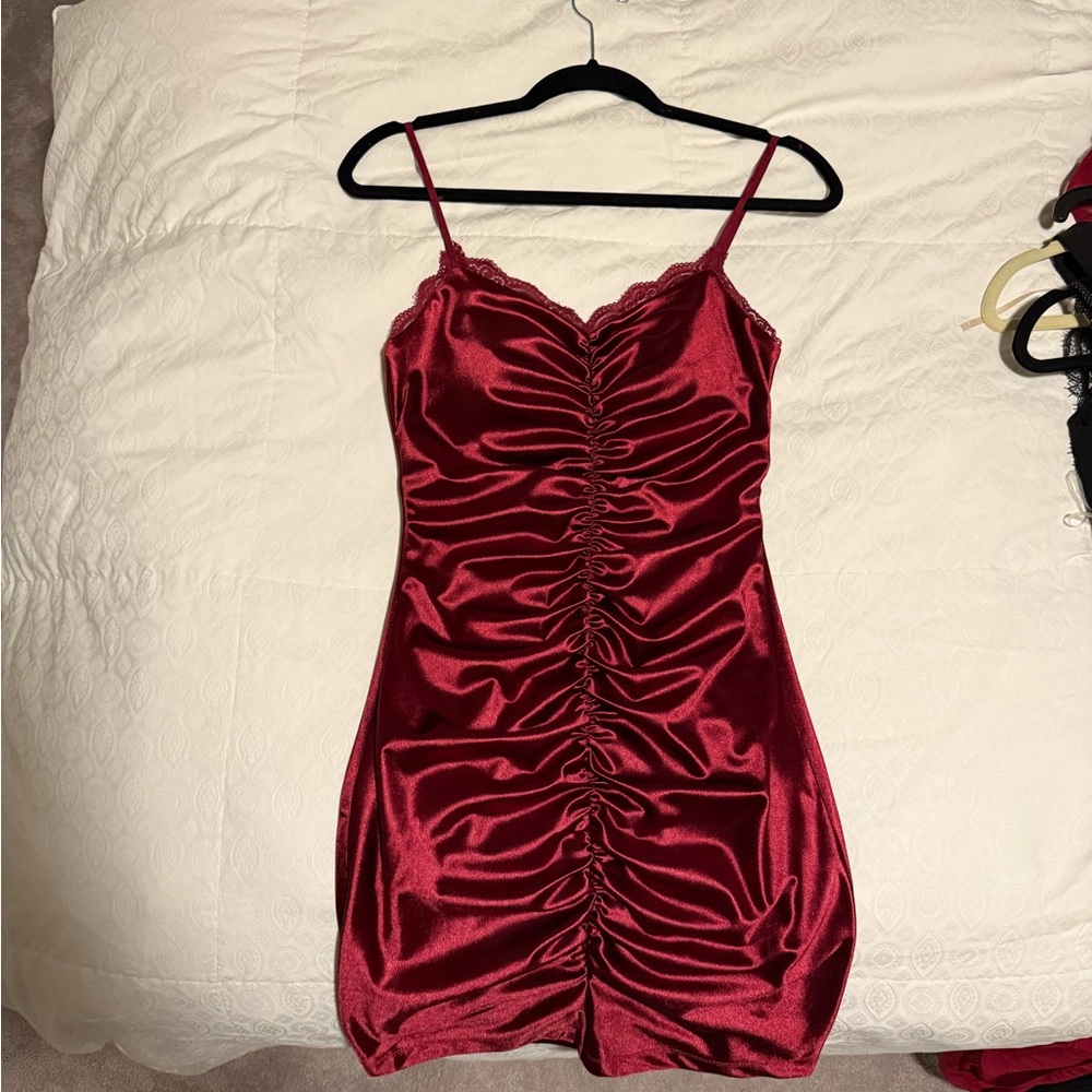 Emerald Sundae Scarlet Ruched Mini Dress